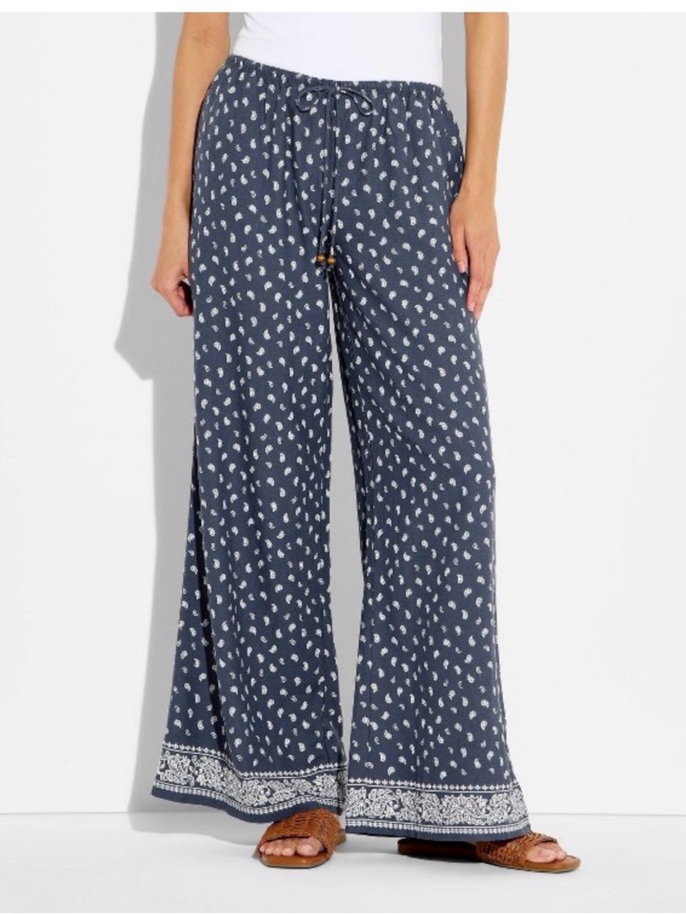 wild fable Navy Printed Wide-Leg Lounge Pants